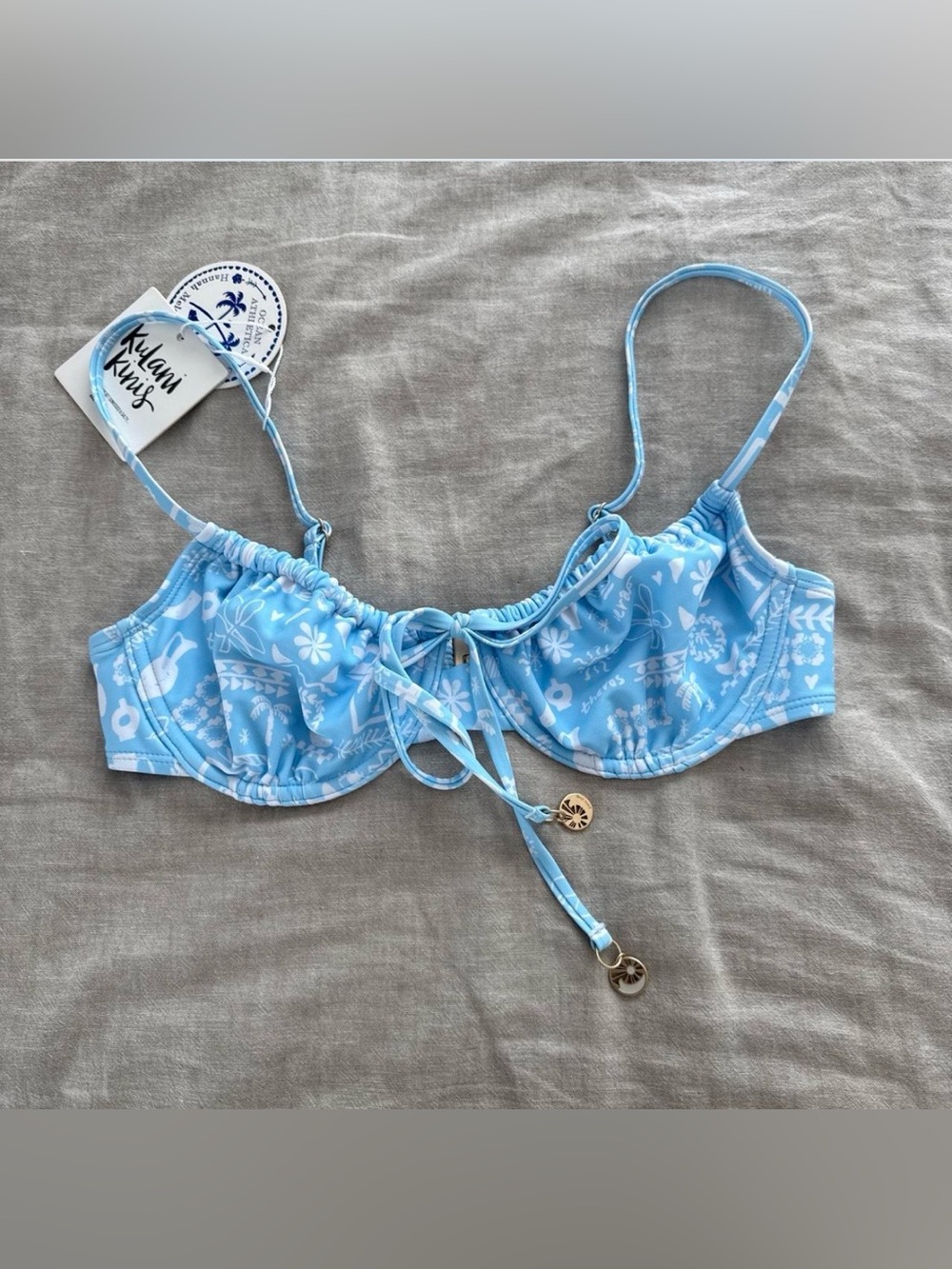Kulani Kinis Light Blue Floral Underwire Bikini Top